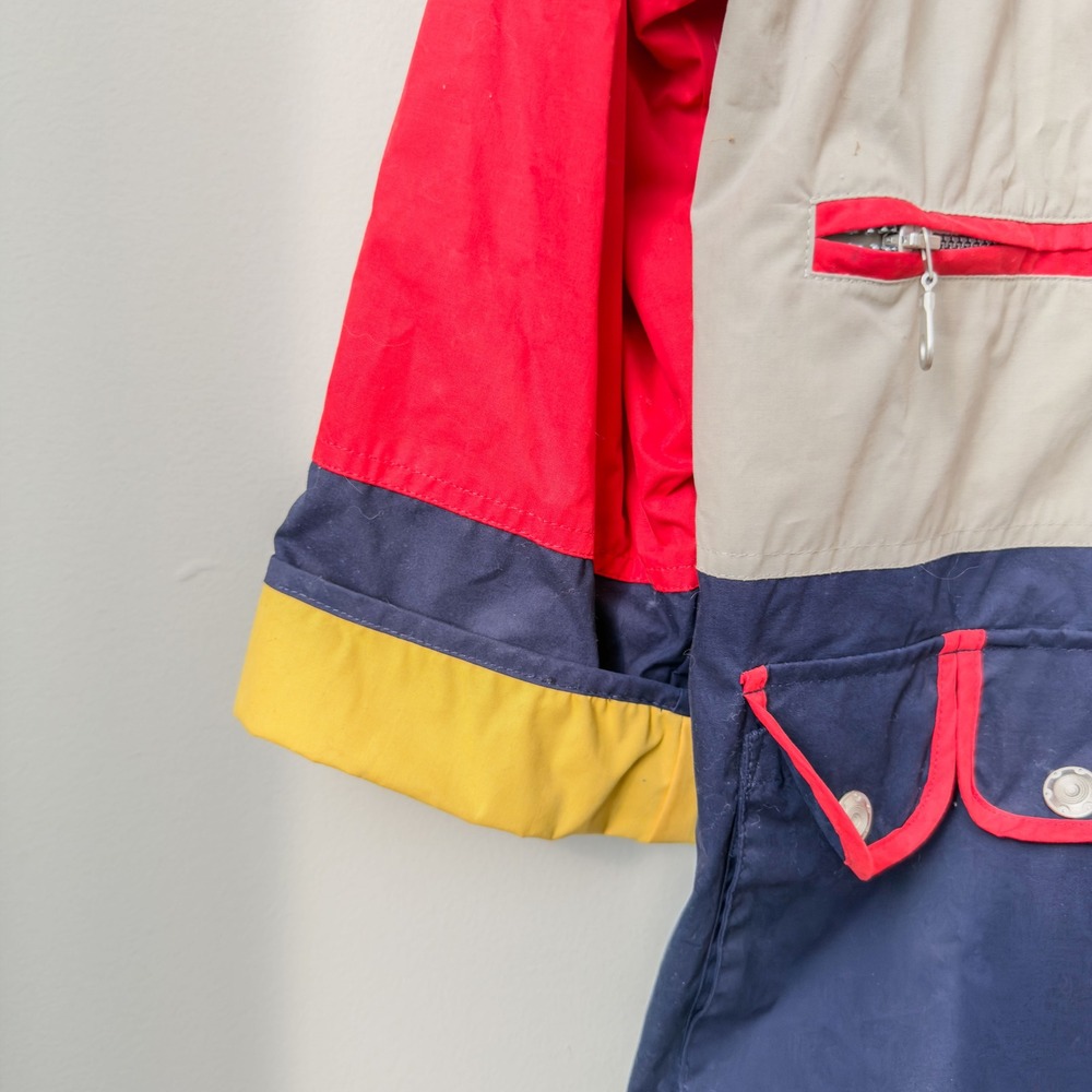 Vintage 90s Avon Style Colorblock Windbreaker Jacket Red Navy Tan Mens Large - Picture 4 of 7